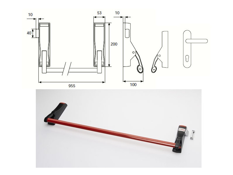 ANTIPANICO 7004 IZDA. HORIZONTAL MANILLA EXTERIOR Y BOMBILLO DORLAK