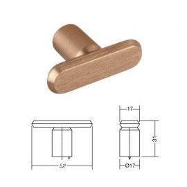 TIRADOR POMO T FASE 52mm LATON CAVA CEPILLADO. VIEFE