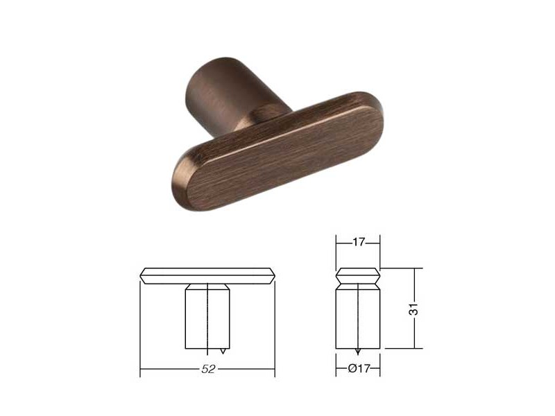 TIRADOR POMO T FASE 52mm BRONCE CEPILLADO. VIEFE